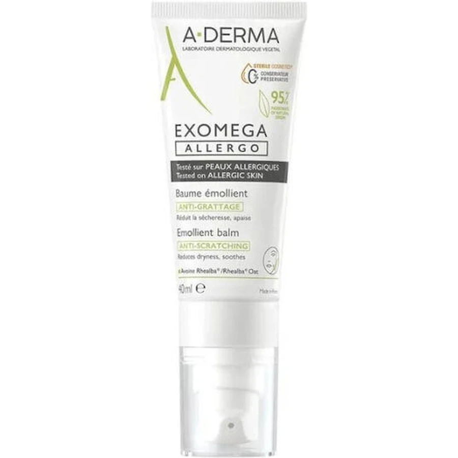 A-Derma Exomega Exomega Allergo Baume hydratant émollient pour le corps pour les peaux atopiques 40ml