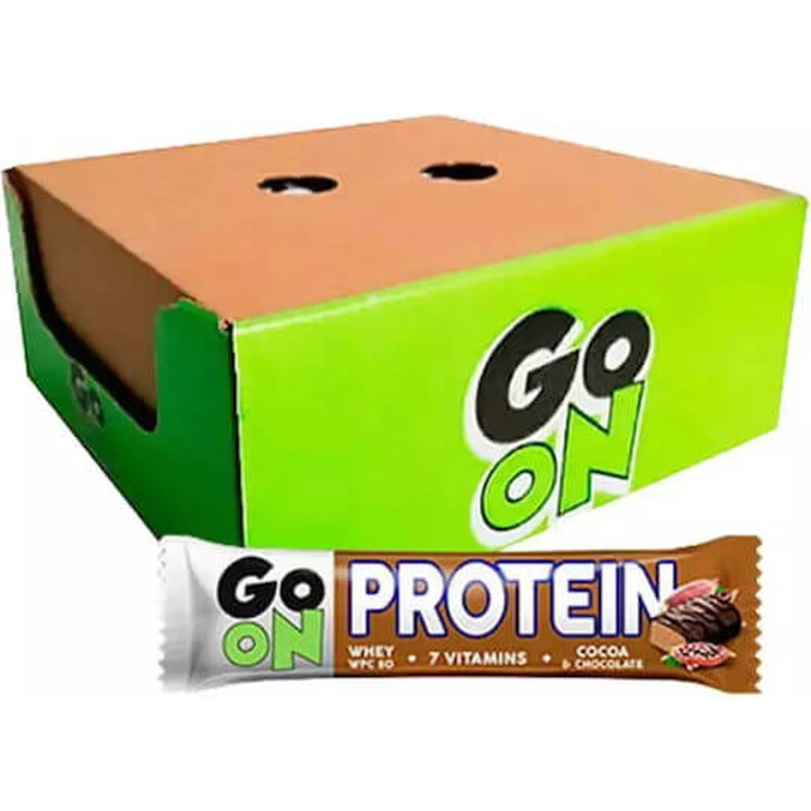 Go On Nutrition Barres protéinées avec 20% de protéines et arôme chocolat cacao 24x50gr