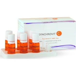 Synchroline Synchrovit C Sérum visage hydratant et anti-âge à la vitamine C et à l'acide hyaluronique pour éclaircir et tonifier 6x5ml