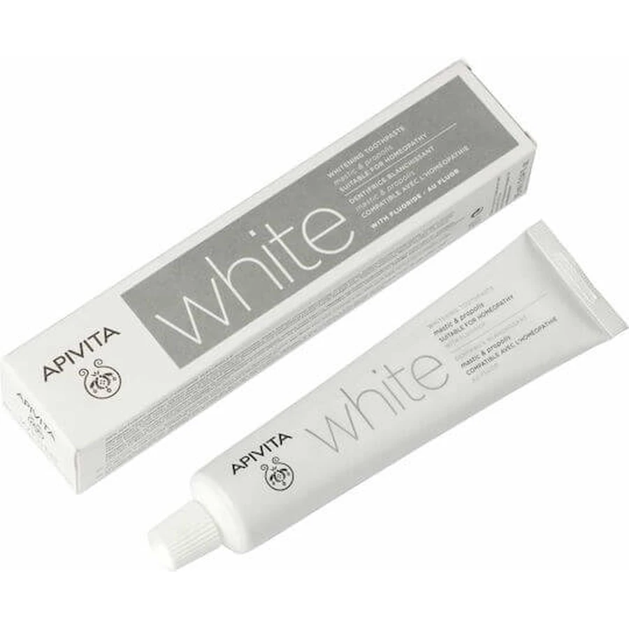 Apivita Witte Tandpasta van Mastiek & Propolis tegen Whitening, Tandplak en Gaatjes 75ml