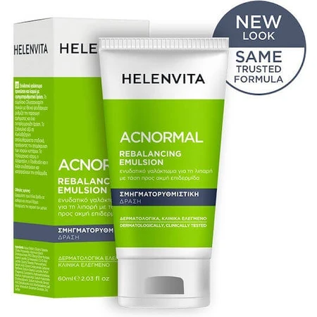 Helenvita ACNormal Emulsión Facial 24h Reconstructora y Reguladora contra las Manchas y el Acné con Ácido Hialurónico y Aloe Vera 60ml