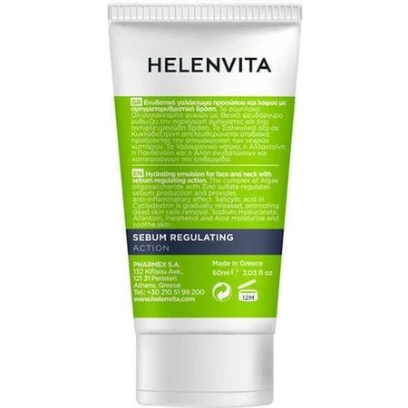 Helenvita ACNormal Emulsión Facial 24h Reconstructora y Reguladora contra las Manchas y el Acné con Ácido Hialurónico y Aloe Vera 60ml