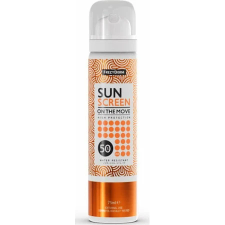 Frezyderm Sun Screen on the Move Protector solar resistente al agua Loción facial SPF50 Spray 75ml