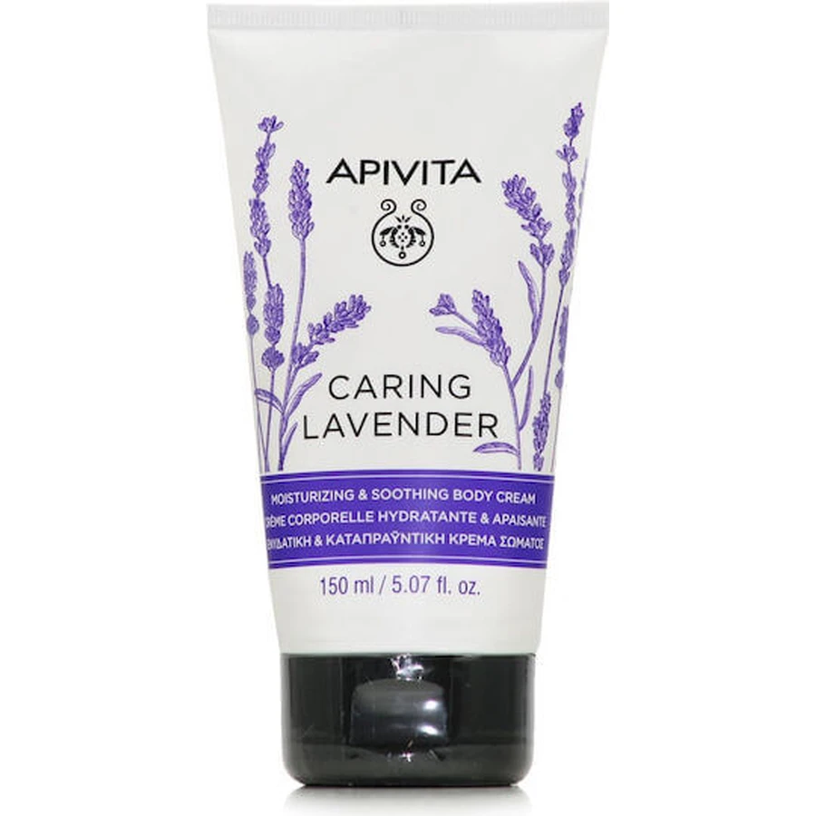Apivita Caring Lavender Moisturizing Body Cream with Lavender Fragrance for Dry & Sensitive Skin 150ml