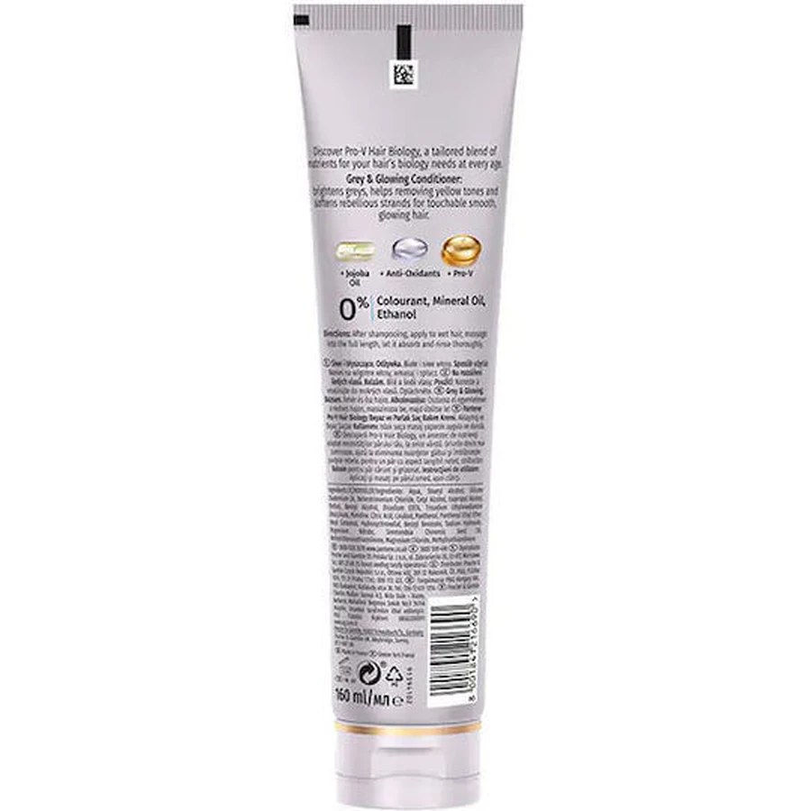Pantene Pro V Hair Biology Grey & Glowing Colour Conditioner pour cheveux teints 160ml