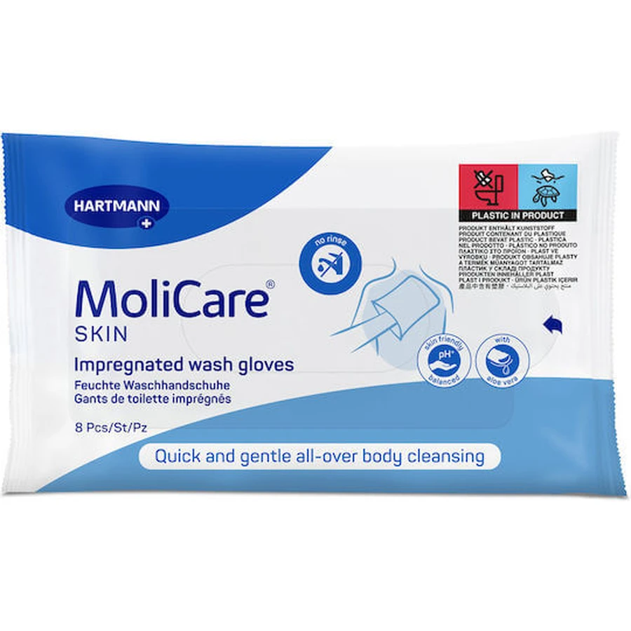 Hartmann Molicare Molicare Gants de lavage imprégnés de peau 8pcs