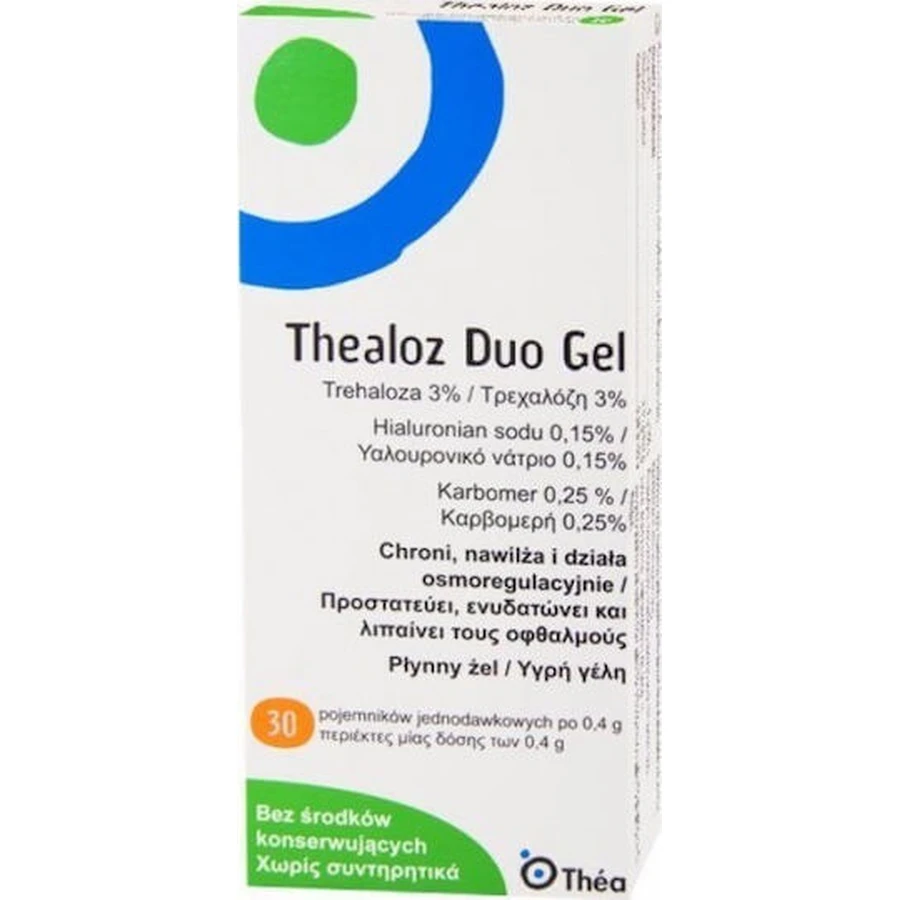 Thea Pharma Hellas Thealoz Duo Gel Eye Drops with Hyaluronic Acid for Dry Eyes 30x0.4ml