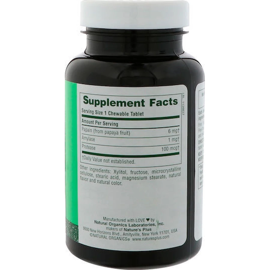 Nature's Plus Papaja Enzym Glutenvrij 180 kauwtabletten