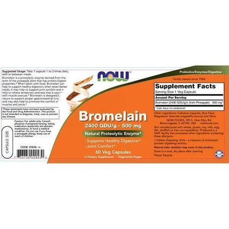 Now Foods Bromelaïne 500mg 60 plantaardige capsules