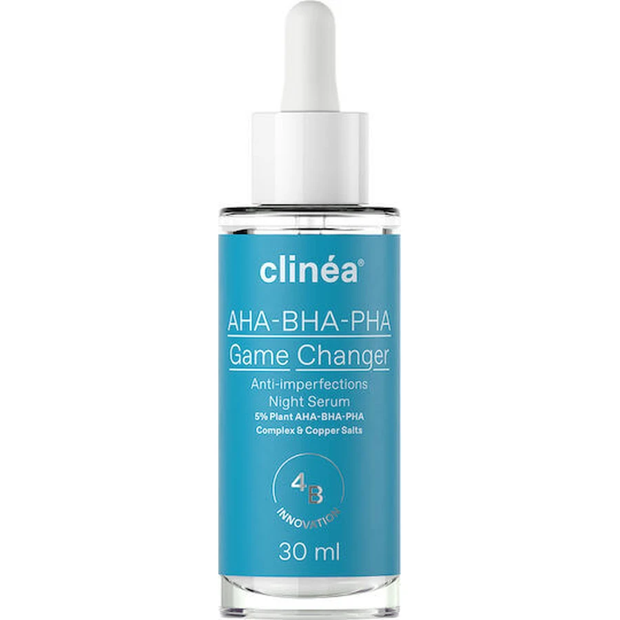 Clinea AHA-BHA-PHA Game Changer Anti-Imperfektionen Anti-Aging Gesichtsserum mit AHA und Kollagen für Toning und Unvollkommenheiten 30ml