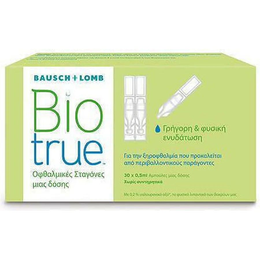 Biotrue Hyaluronzuur Oogdruppels voor Droge Ogen 30x0,5ml, Bausch & Lomb