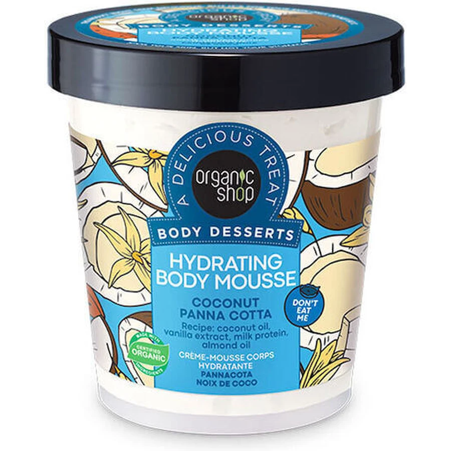 Organic Shop Panna Cotta de coco Mousse corporal hidratante para todo tipo de piel 450ml
