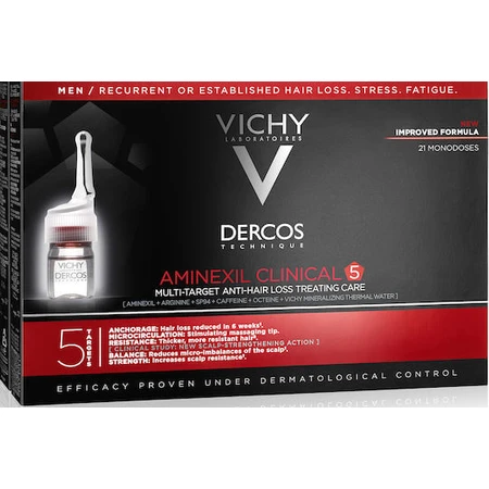 Vichy Dercos Technique Aminexil Clinical 5 Haar Ampulle für Haarausfall für Männer 21x6ml