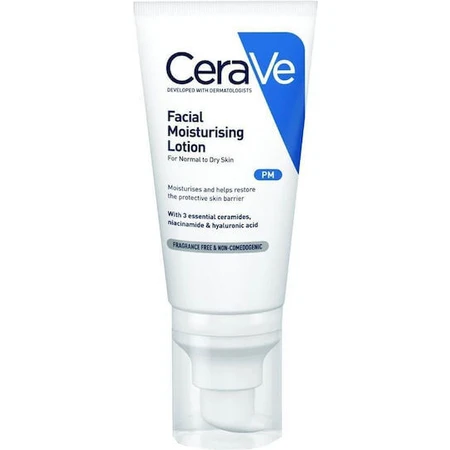 CeraVe PM Light Loción Facial Hidratante Noche 24h con Ácido Hialurónico y Niacinamida 52ml