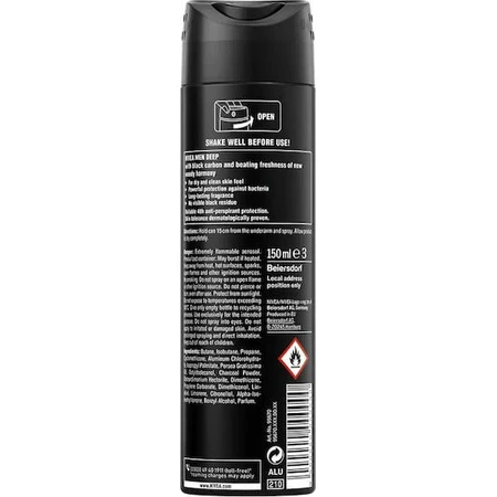 Nivea Men Deep Carbon Beat 48h Déodorant anti-transpirant 48h Déodorant Spray 150ml