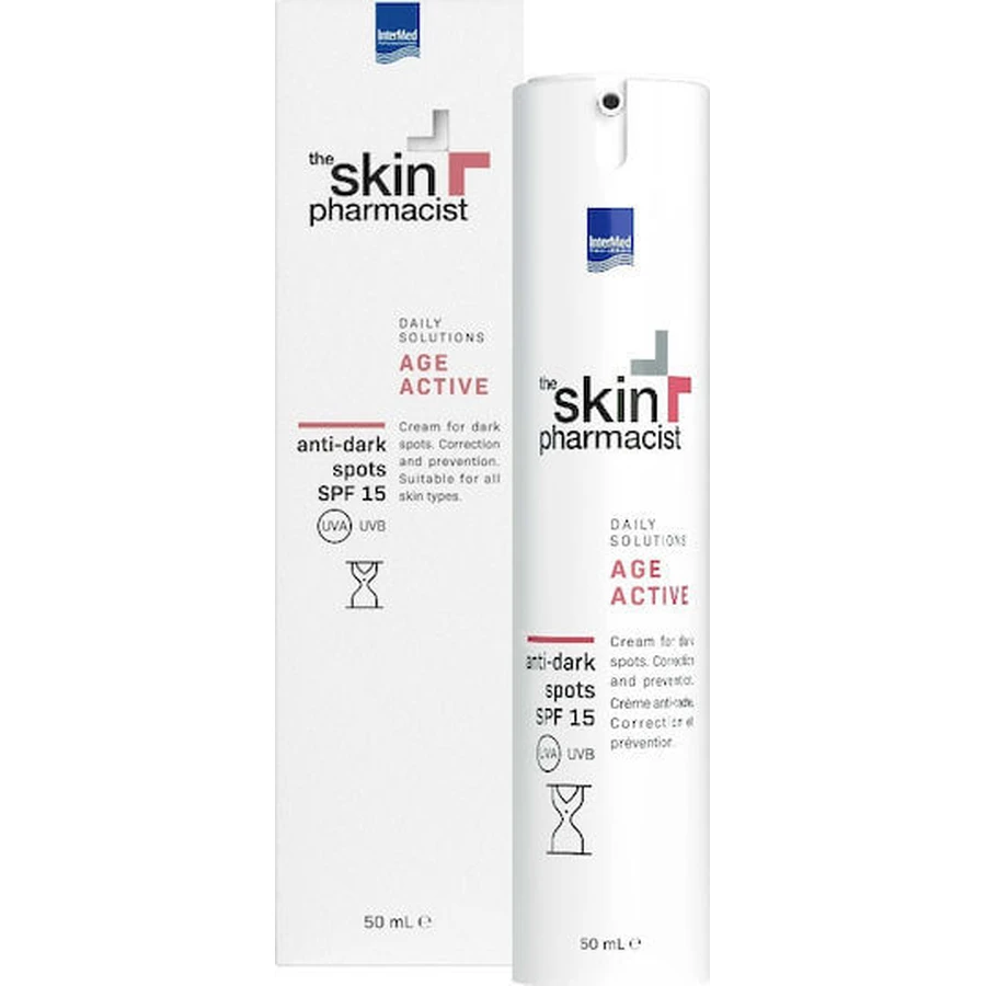 InterMed Skin Pharmacist Age Active Crema Facial con SPF15 Contra manchas y pigmentaciones con Ácido Hialurónico y Colágeno 50ml