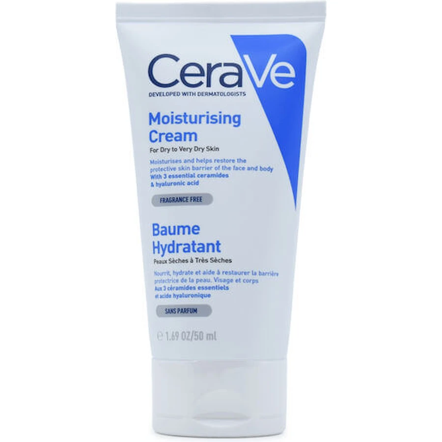 CeraVe Hydraterende Crème Hydraterende Lichaamscrème met Hyaluronzuur voor de droge/zeer droge & gevoelige huid 50ml