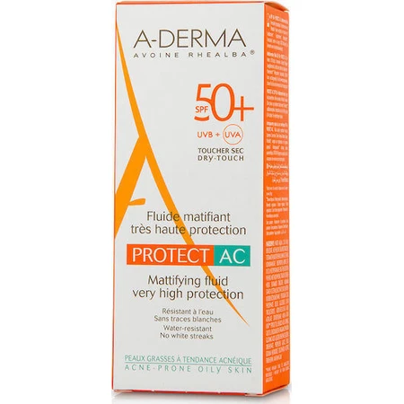 A-Derma Mattifying Fluid Protect AC Sunscreen Face Cream SPF50 40ml