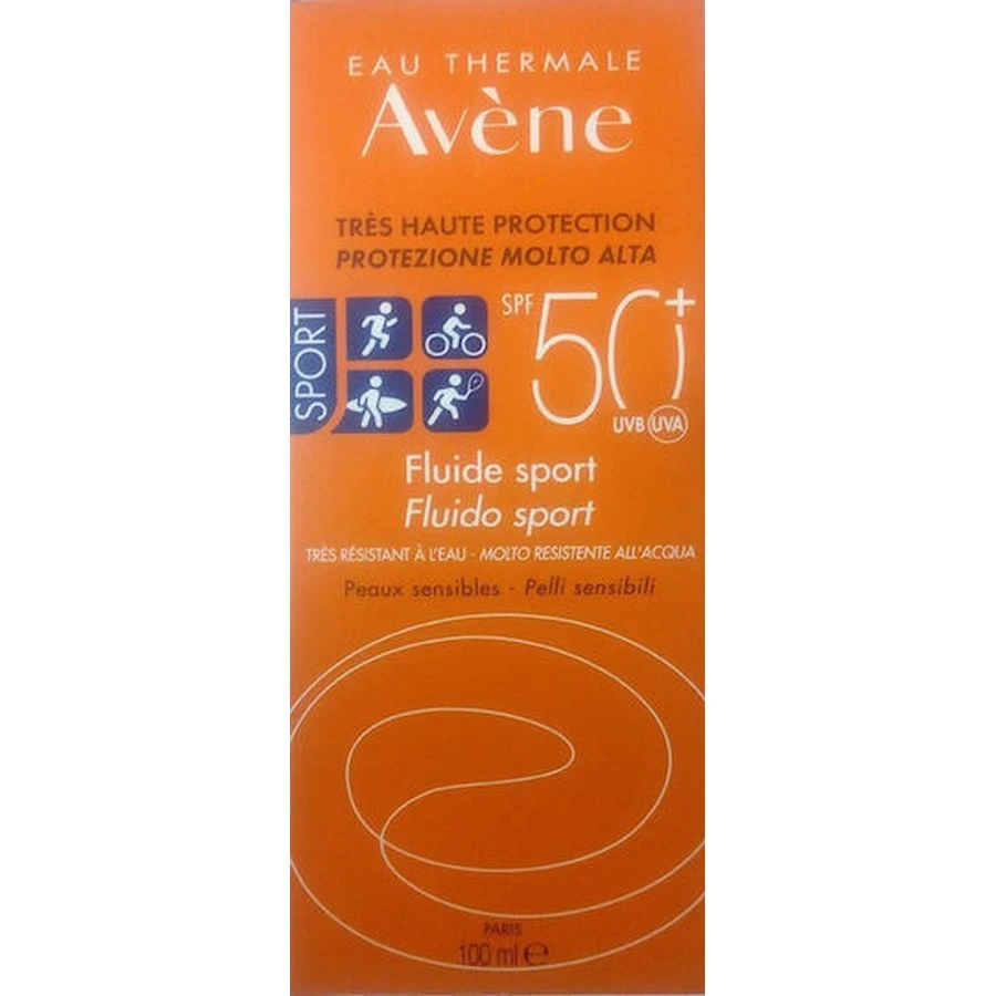 Eau Thermale Avène Fluid Sport Crème solaire imperméable visage et corps SPF50 100ml