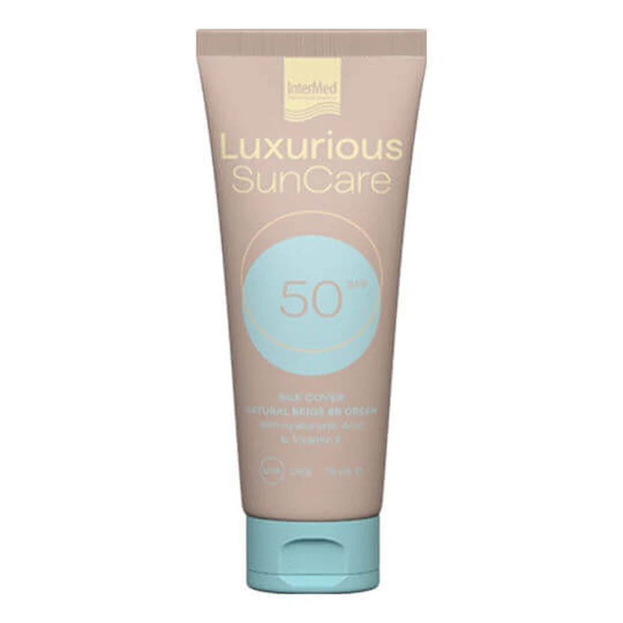InterMed Luxurious SunCare Sunscreen Face Cream SPF50 with Natural Beige Tint 75ml