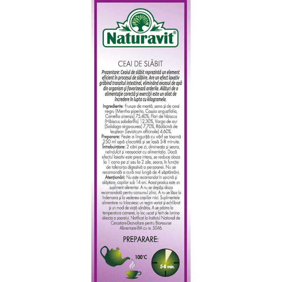 Tè dimagrante, 50 g, Naturavit