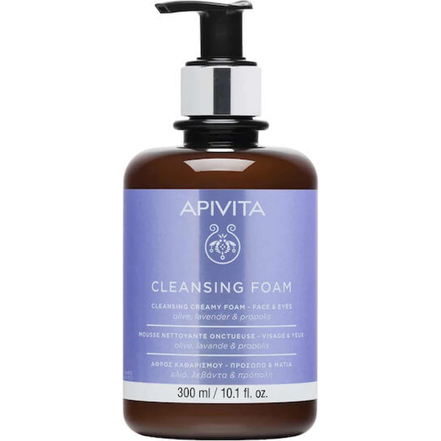 Apivita Olijf & Lavendel Gezicht & Ogen Schuimende Gezichts- & Oogdouche 300ml
