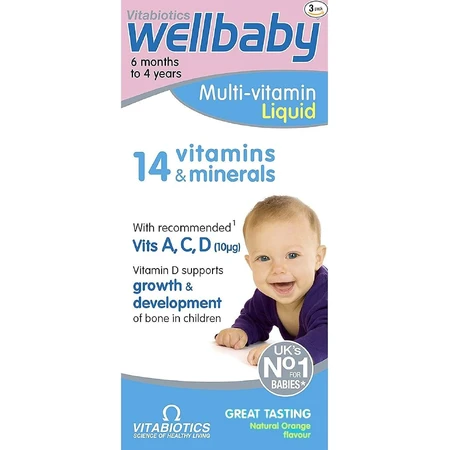 Sirope con 14 vitaminas y minerales WellKid Baby and Infant, 150 ml, Vitabiotics
