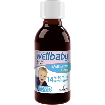 Sirope con 14 vitaminas y minerales WellKid Baby and Infant, 150 ml, Vitabiotics