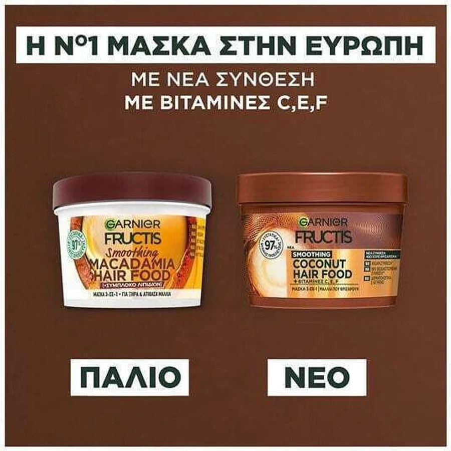 Garnier Fructis Glättende Kokosnuss Haar Nahrung Anti-Frizz Haar Maske 400ml