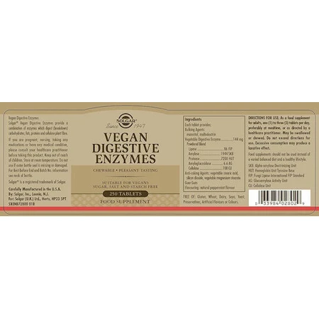 Solgar Enzimas Digestivas Veganas Sin Gluten 50 comp.