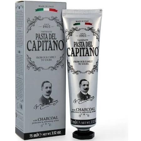 Pasta del Capitano Pasta dentífrica con carbón activado y sin flúor para blanquear 75ml