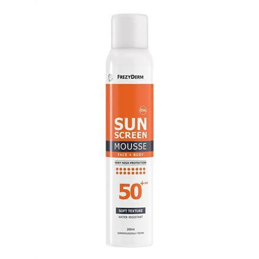 Frezyderm Sun Screen Waterproof Face and Body Mousse SPF50+ 200ml