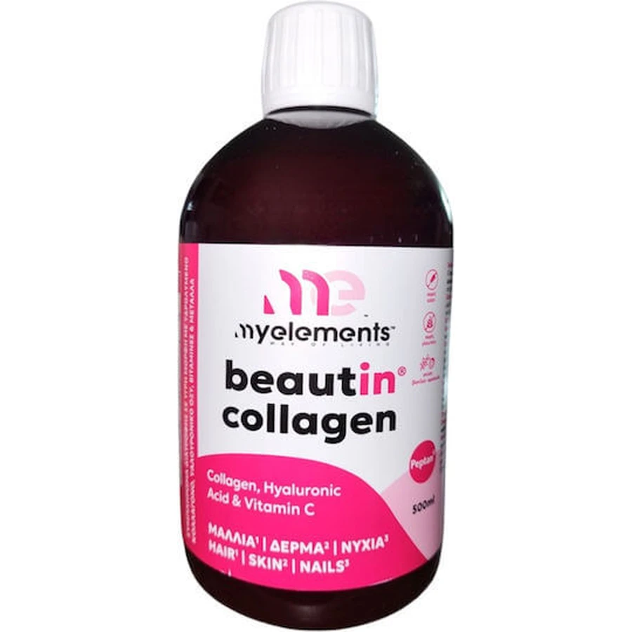 My Elements Beautin Collageen met Hyaluronzuur & Vitamine C 500ml Aardbei Vanille