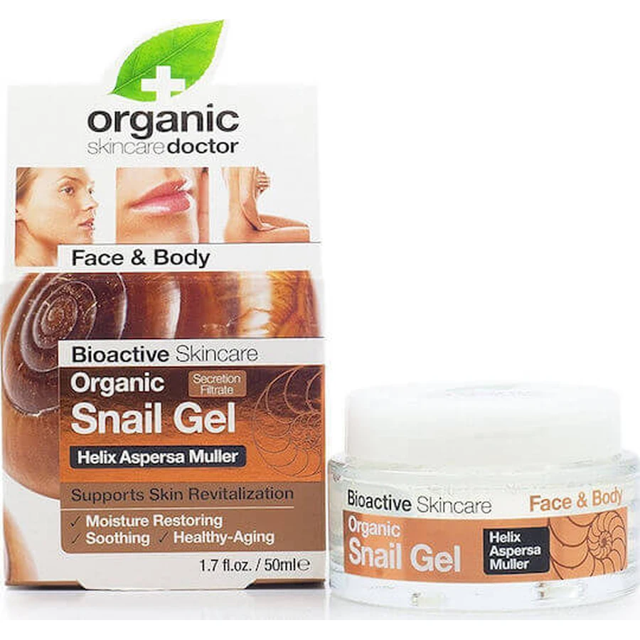 Dr.Organic Snail Gel Ser hidratant pentru corp pentru piele uscată & sensibilă 50ml