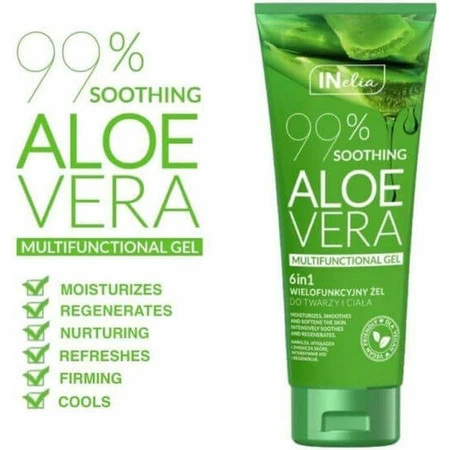 Inelia Multifunktionsgel 99% Aloe Vera Feuchtigkeitsspendendes Körperserum mit Aloe Vera für sehr trockene & empfindliche Haut 250ml