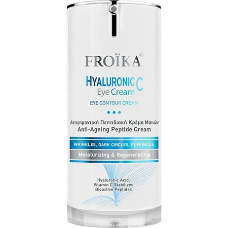 Froika Hyaluronic C SPF10 Crema Contorno de Ojos Hidratante y Antiedad con SPF10 Crema Contorno de Ojos Antiarrugas para Iluminar con Ácido Hialurónico y Vitamina C 15ml