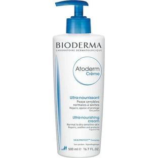 Bioderma Atoderm Creme Crème ultra-nourrissante Crème hydratante pour le corps à base d'acide hyaluronique pour peaux sèches et sensibles 500ml