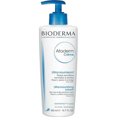 Bioderma Atoderm Creme Crème ultra-nourrissante Crème hydratante pour le corps à base d'acide hyaluronique pour peaux sèches et sensibles 500ml
