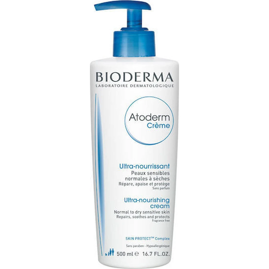 Bioderma Atoderm Creme Crème ultra-nourrissante Crème hydratante pour le corps à base d'acide hyaluronique pour peaux sèches et sensibles 500ml