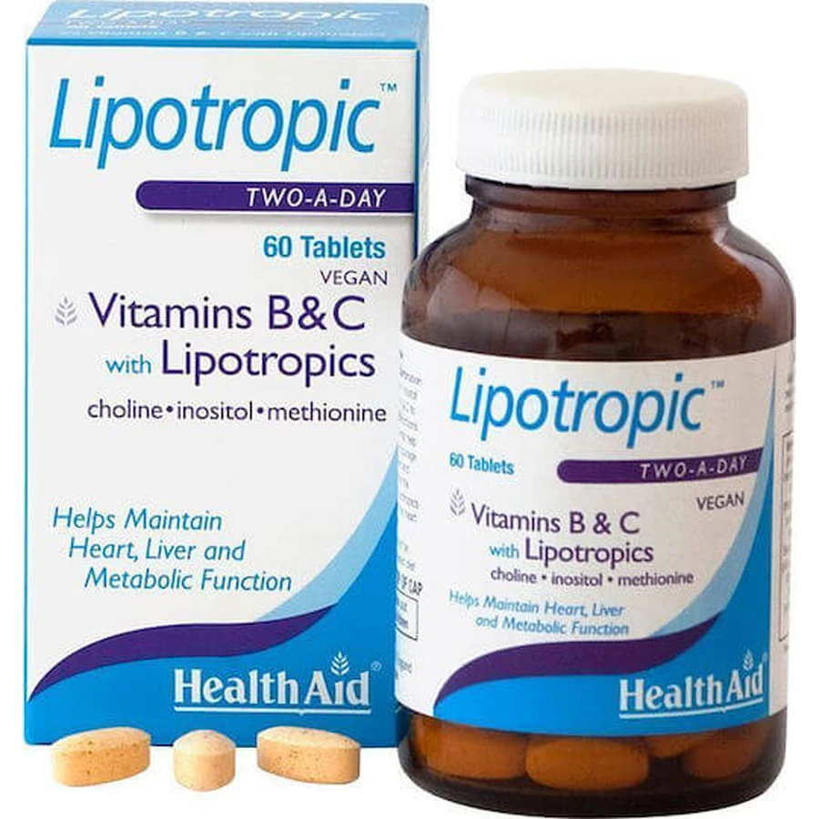 Health Aid Lipotropics con Vitaminas B y C cu Gust Sin sabor 60 comprimidos