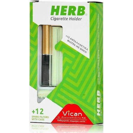 Vican Herb Herb Zigarettenhalter Gold + 12 Filter + Gold Raucherentwöhnung Beutel 12pcs