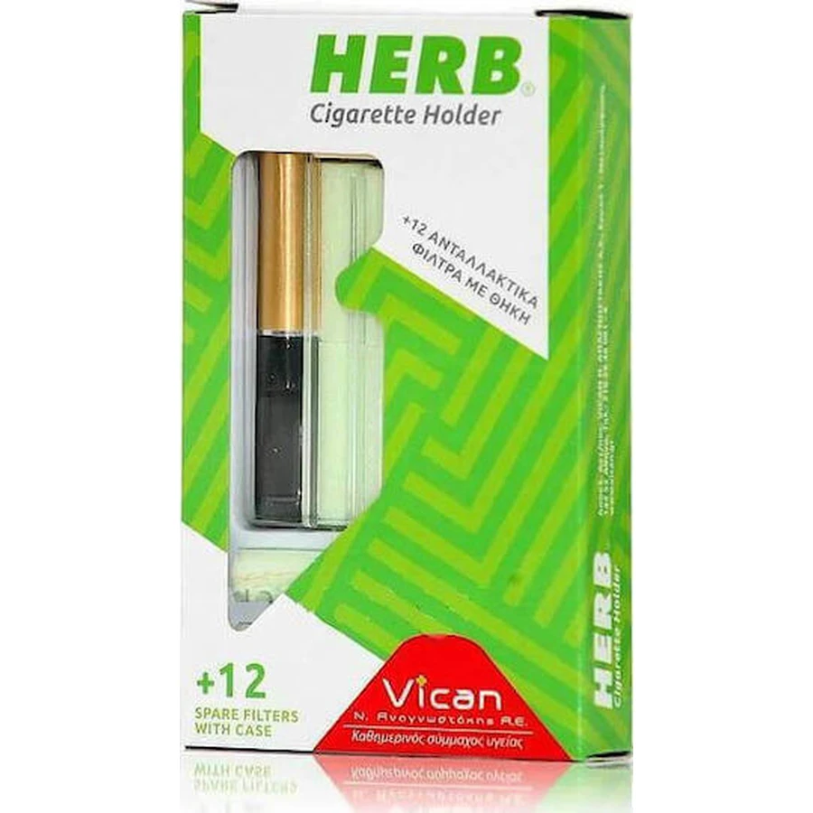 Vican Herb Herb Zigarettenhalter Gold + 12 Filter + Gold Raucherentwöhnung Beutel 12pcs