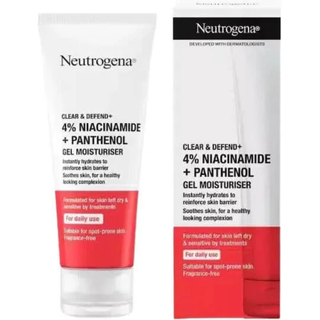 Neutrogena Clear & Defend+ Gel de día hidratante facial contra las manchas con Niacinamida y Pantenol 50ml