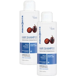 Macrovita Contra la Caída del Cabello Champú de Uva Roja y Jengibre para todo tipo de cabellos 2x200ml