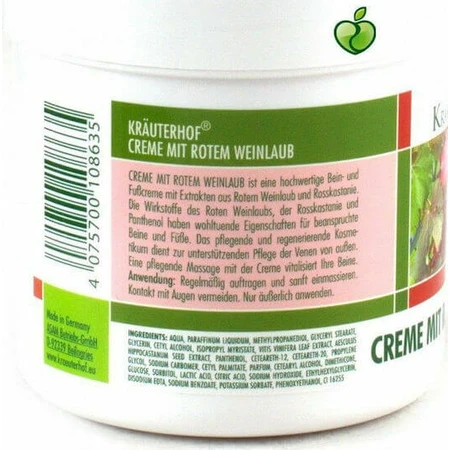 Krauterhof Rotes Weinlaub Wilde Kastanie und Rotes Weinlaub Feuchtigkeitsspendende Fußcreme 250ml