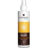Messinian Spa 2 in 1 schützende und feuchtigkeitsspendende Sonnenschutzcreme mit Joghurt und Karotte für Gesicht und Körper SPF30 in Spray 250ml