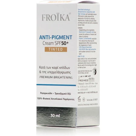 Froika Anti-Pigment Tinted Day Cream SPF50 Contre les taches pigmentaires avec de la vitamine C et des peptides 30ml