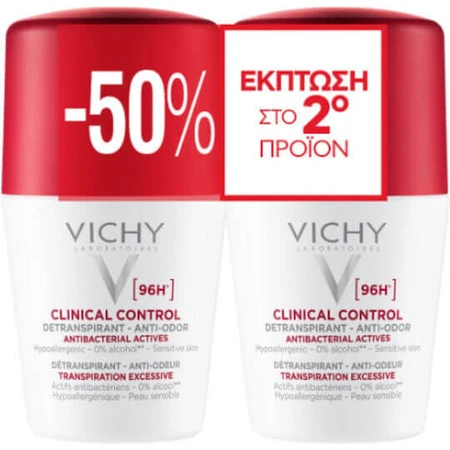 Vichy Deodorant 96h Roll-On 2x50ml