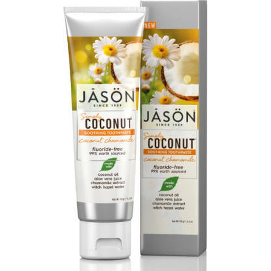 Jason Simply Kokos verzachtende tandpasta fluoride vrij kokosnoot & kamille 119gr