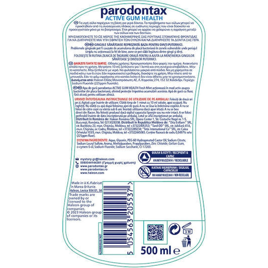 Parodontax Active Fresh Gingival Health Mint 500ml